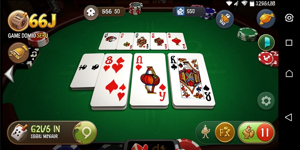 Tampilan gameplay 666J yang menarik saat bermain domino.