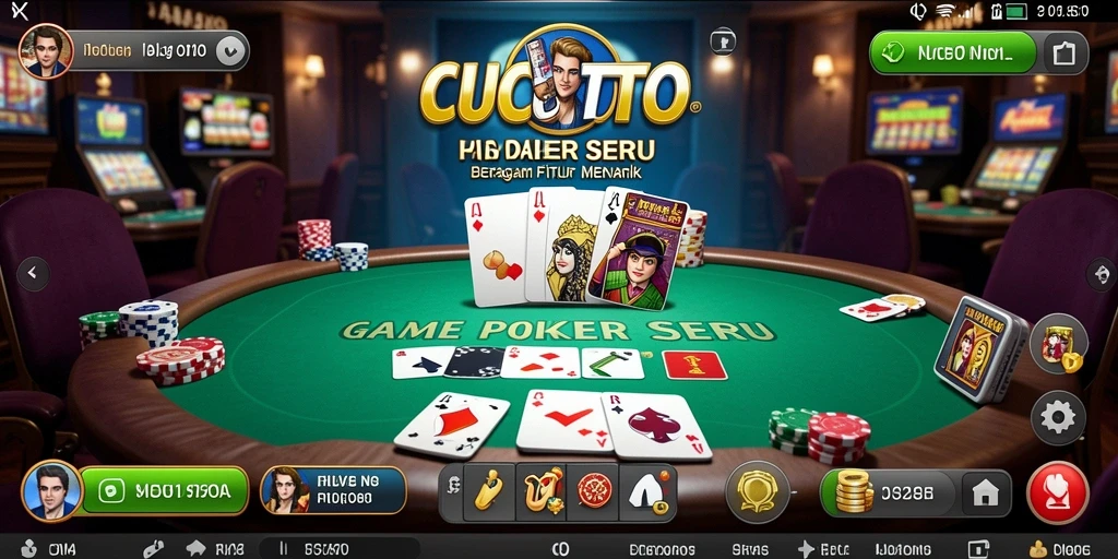 Tampilan gameplay seru di CUCUTOTO yang menampilkan suasana poker.