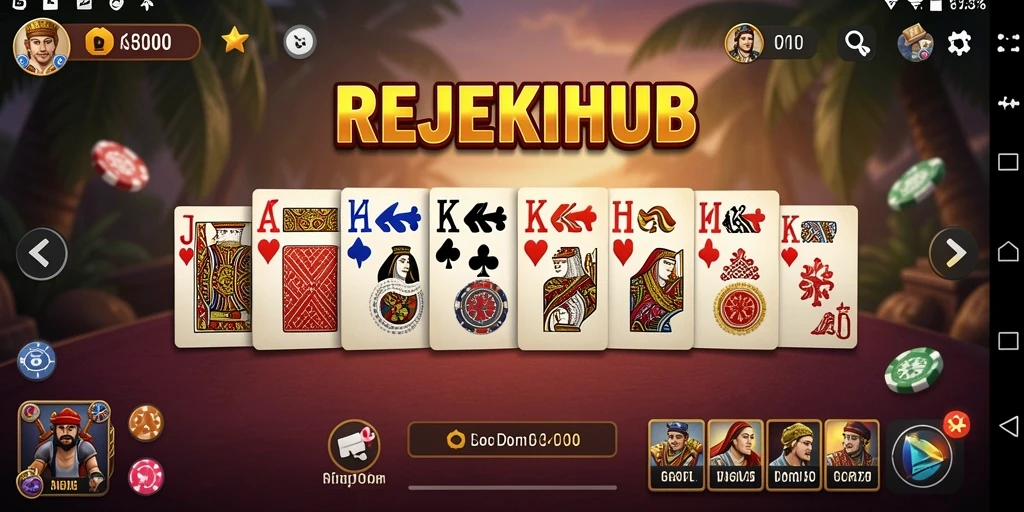 Screenshot gameplay REJEKIHUB menampilkan aksi seru permainan domino.
