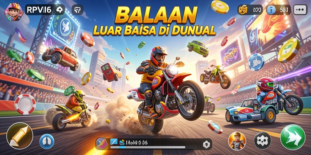 Tampilan menarik dari gameplay RPVIP6 yang penuh aksi balapan.